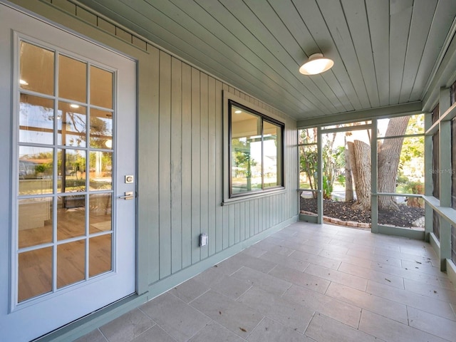 view of unfurnished sunroom