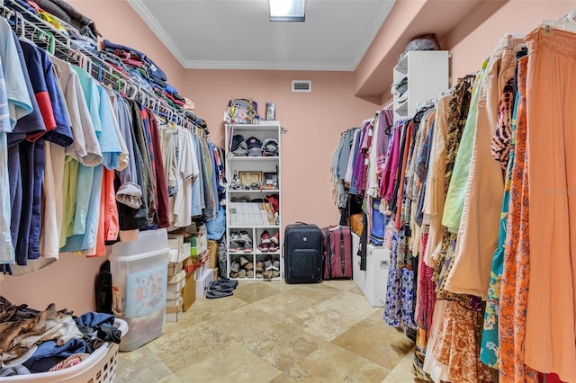 spacious closet with visible vents
