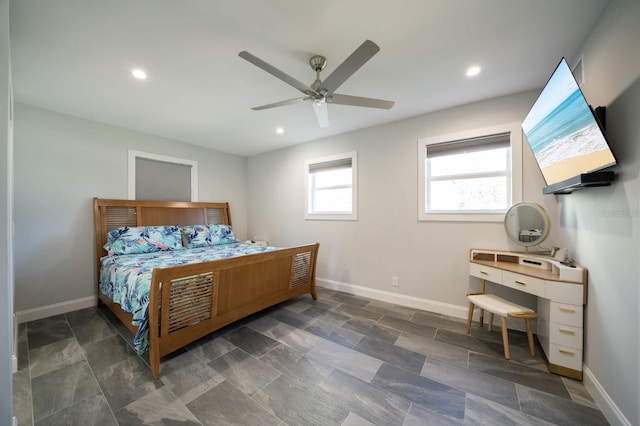 3986 Bennett Ln, Bonita Springs, FL 34134 - bedroom with baseboards, ceiling fan, and recessed lighting