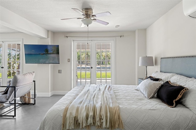 bedroom with access to outside, french doors, and multiple windows