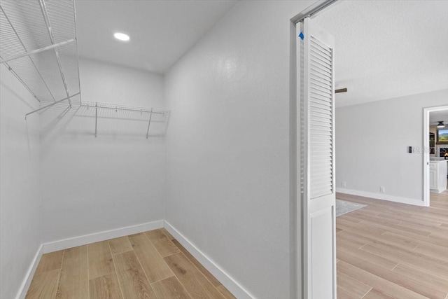 spacious closet with light wood-style floors