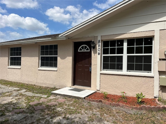 8804 Briar Hollow Ct, Tampa, FL 33634 - view of exterior entry with stucco siding