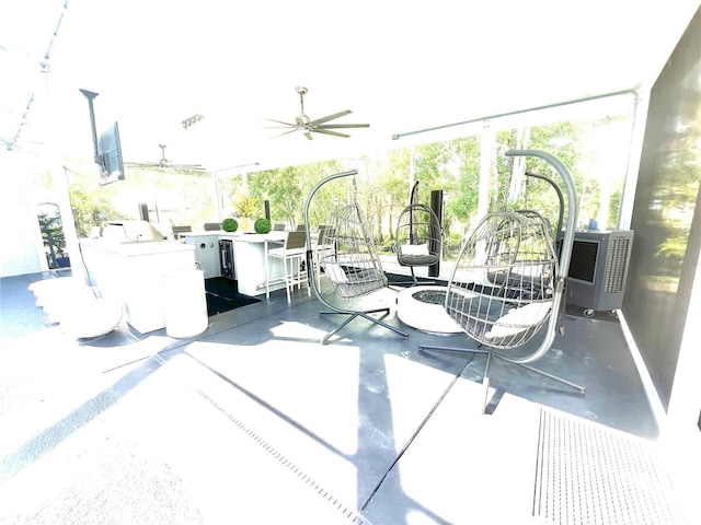 2332 Dekan Ln, Land O Lakes, FL 34639 - view of patio with washer / dryer, outdoor dry bar, and a ceiling fan