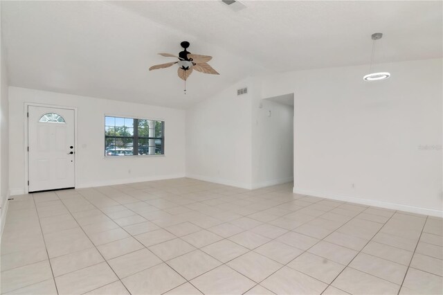 10705 Knollsway Ct, Tampa, FL 33625 - interior space with visible vents, baseboards, a ceiling fan, and lofted ceiling