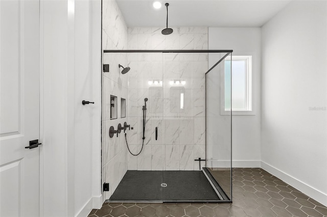 8720 Drummer Plank Dr, Wesley Chapel, FL 33545 - bathroom featuring baseboards and a shower stall