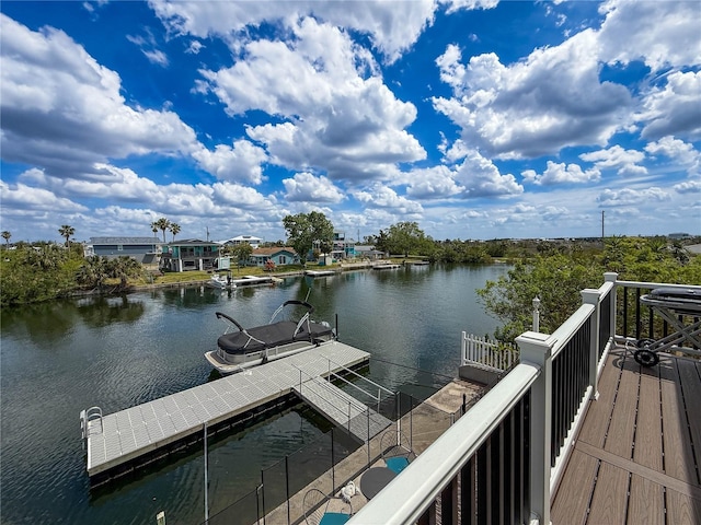 dock area featuring a water view