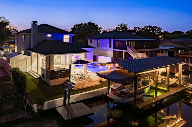 182 E Canal Dr, Palm Harbor, FL 34684 - view of dock featuring an outdoor pool and boat lift