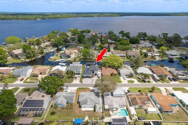182 E Canal Dr, Palm Harbor, FL 34684 - drone / aerial view featuring a water view and a residential view