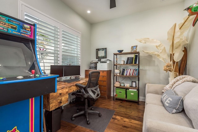182 E Canal Dr, Palm Harbor, FL 34684 - office space with recessed lighting, ceiling fan, and wood finished floors