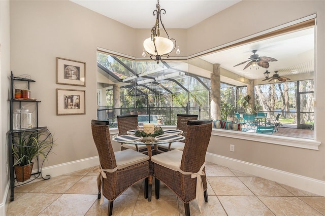 3607 Berger Rd, Lutz, FL 33548 - dining space featuring a sunroom and ceiling fan