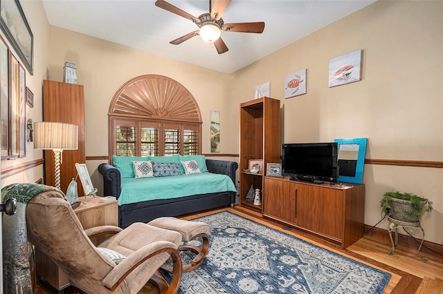 3607 Berger Rd, Lutz, FL 33548 - living area with a ceiling fan and wood finished floors