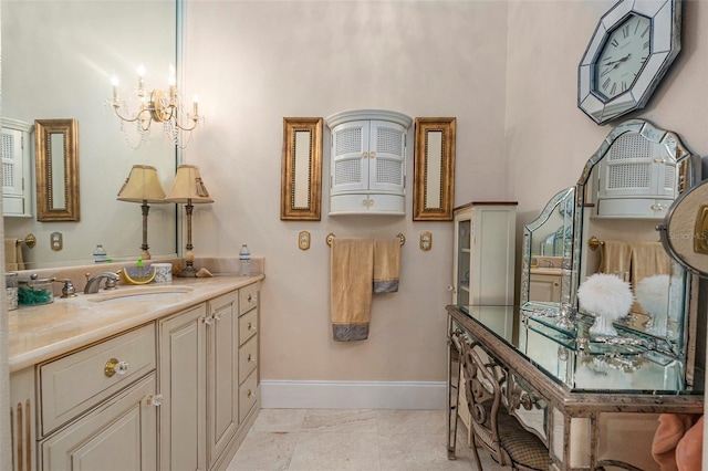 3607 Berger Rd, Lutz, FL 33548 - bathroom featuring a chandelier and vanity