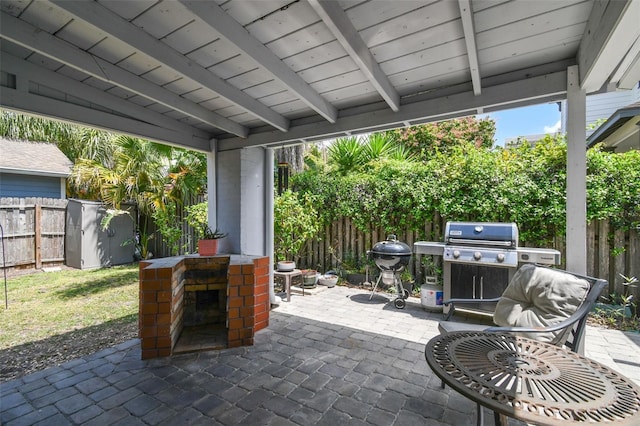 view of patio / terrace featuring a grill and a fenced backyard