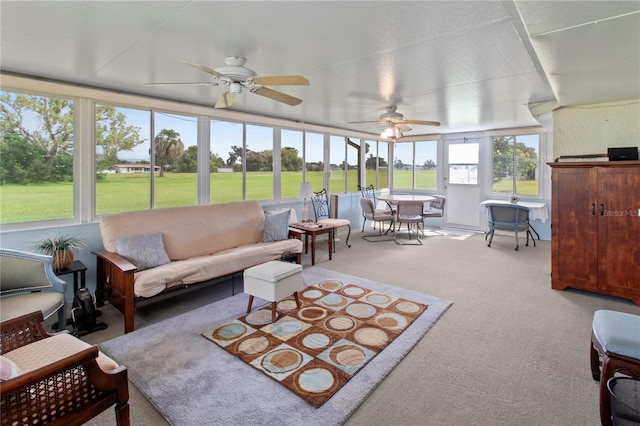 733 Ojai Ave, Sun City Center, FL 33573 - sunroom / solarium with outdoor dining area, a ceiling fan, and outdoor lounge area
