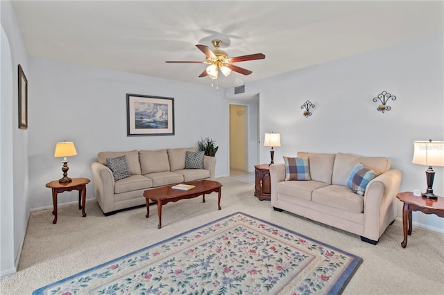 733 Ojai Ave, Sun City Center, FL 33573 - living area featuring light colored carpet and a ceiling fan