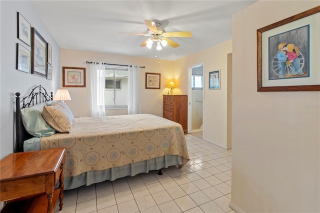 733 Ojai Ave, Sun City Center, FL 33573 - bedroom with light tile patterned floors and a ceiling fan