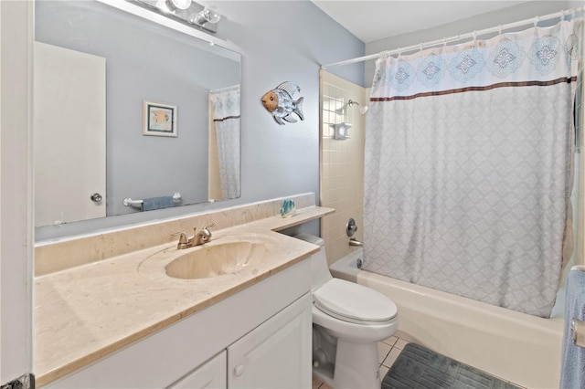 733 Ojai Ave, Sun City Center, FL 33573 - bathroom featuring vanity, shower / tub combo, and tile patterned flooring