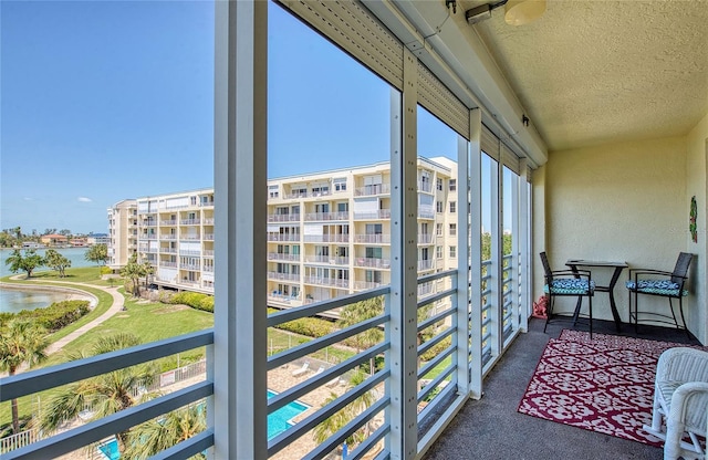 balcony with a water view