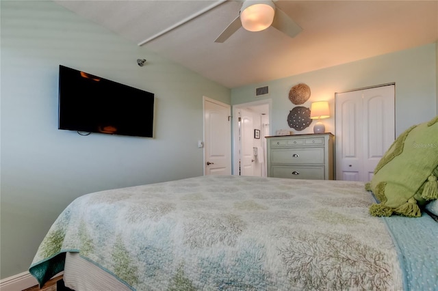 19925 Gulf Blvd Unit 502, Indian Shores, FL 33785 - bedroom with visible vents and a ceiling fan