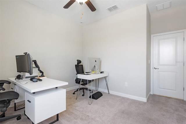 10008 Celtic Ash Dr, Ruskin, FL 33573 - home office with light colored carpet and a ceiling fan