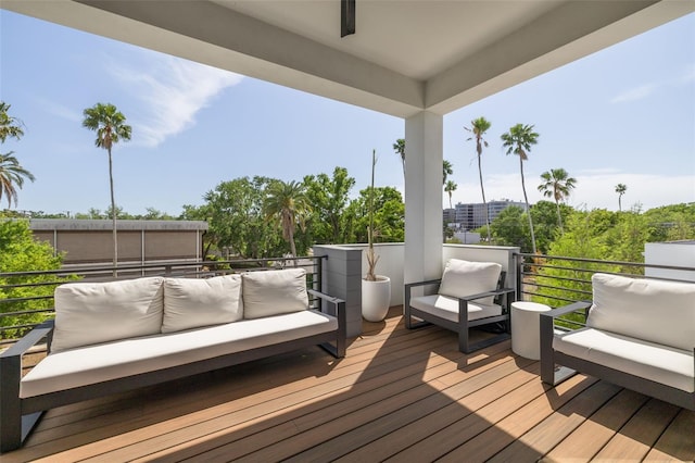 deck featuring outdoor lounge area