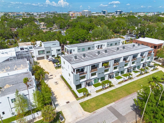 aerial view with a city view