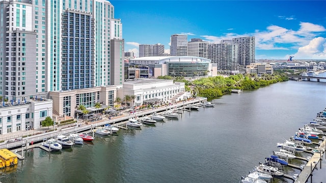700 S Harbour Island Blvd Unit 143, Tampa, FL 33602 - drone / aerial view with a water view and a view of city