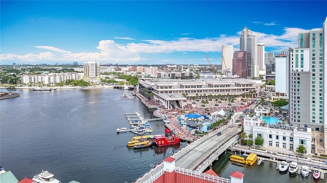 700 S Harbour Island Blvd Unit 143, Tampa, FL 33602 - drone / aerial view with a water view and a view of city