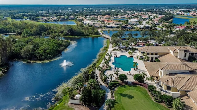 1102 Emerald Dunes Dr, Sun City Center, FL 33573 - bird's eye view featuring a water view and a residential view