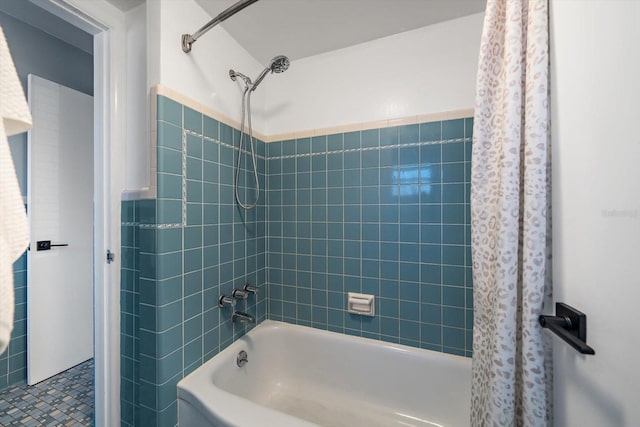 bathroom featuring shower / bath combination with curtain