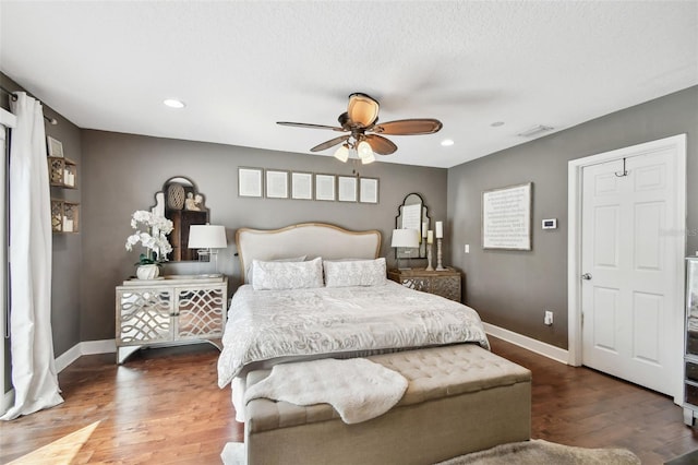 166 E Davis Blvd, Tampa, FL 33606 - bedroom featuring baseboards, wood finished floors, recessed lighting, and ceiling fan