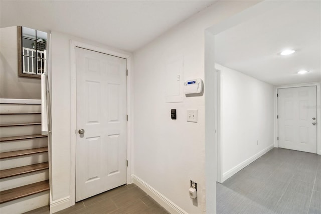 166 E Davis Blvd, Tampa, FL 33606 - entryway featuring baseboards, stairs, and recessed lighting