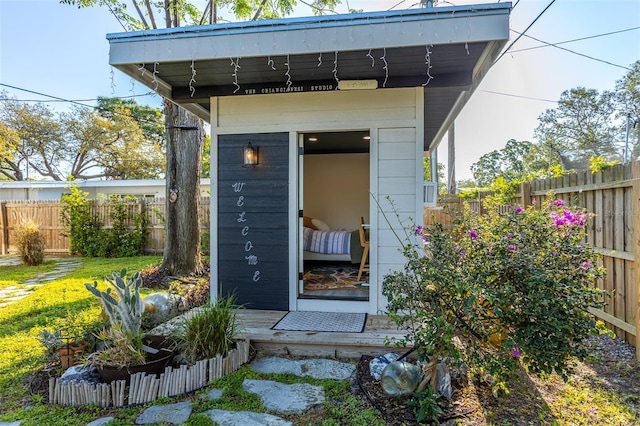 1543 Gentry St, Clearwater, FL 33755 - view of outbuilding featuring fence