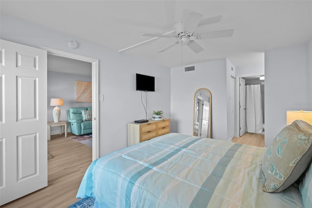 6051 Sun Blvd Unit 111, Saint Petersburg, FL 33715 - bedroom featuring a ceiling fan, wood finished floors, and visible vents