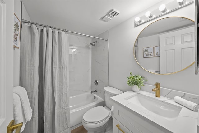6051 Sun Blvd Unit 111, Saint Petersburg, FL 33715 - bathroom with shower / tub combo with curtain, visible vents, toilet, and vanity