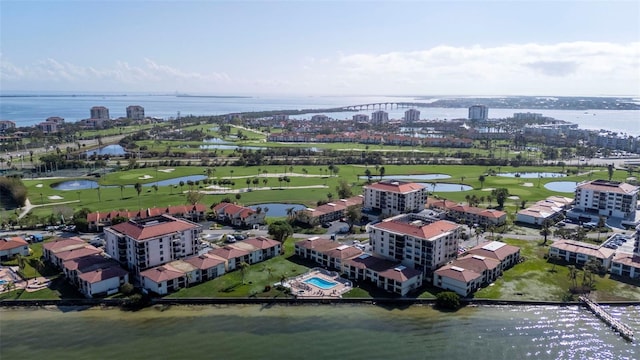 6051 Sun Blvd Unit 111, Saint Petersburg, FL 33715 - aerial view featuring view of golf course, a water view, and a city view
