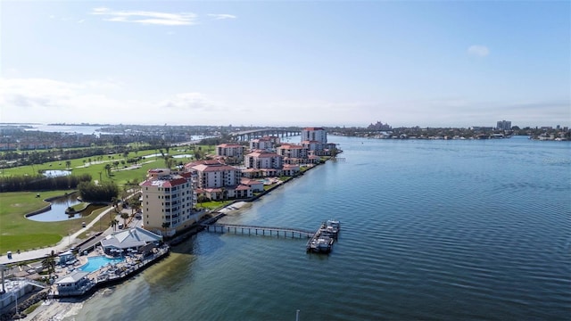 6051 Sun Blvd Unit 111, Saint Petersburg, FL 33715 - drone / aerial view with a water view and a view of city