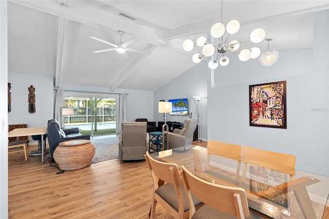 11368 93rd St, Largo, FL 33773 - dining space featuring light wood-style floors, a chandelier, and a ceiling fan