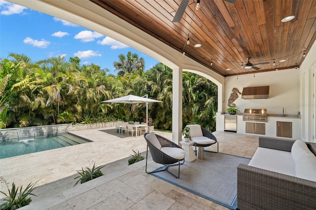 5025 W Homer Ave, Tampa, FL 33629 - view of patio with outdoor lounge area, a grill, a ceiling fan, area for grilling, and outdoor dining area