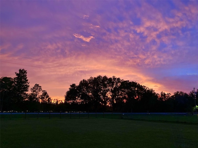 view of yard at dusk
