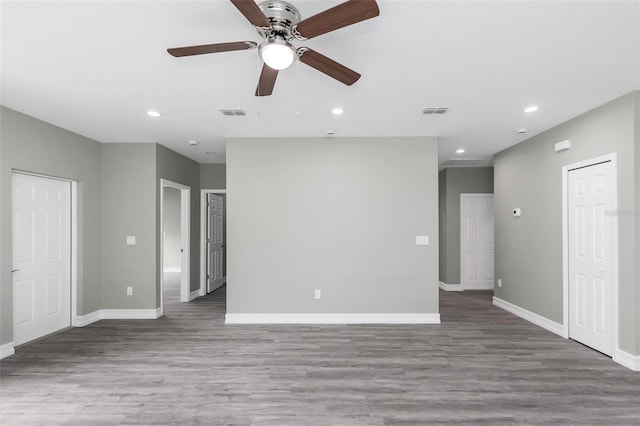 8505 N Brooks St, Tampa, FL 33604 - unfurnished room with baseboards, recessed lighting, wood finished floors, and a ceiling fan