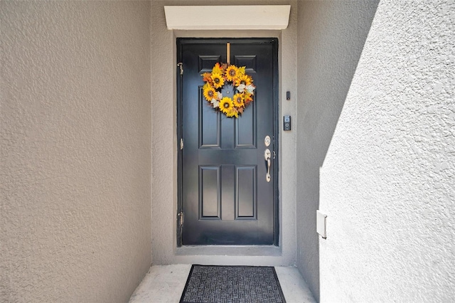 4201 Globe Thistle Dr, Tampa, FL 33619 - doorway to property featuring stucco siding