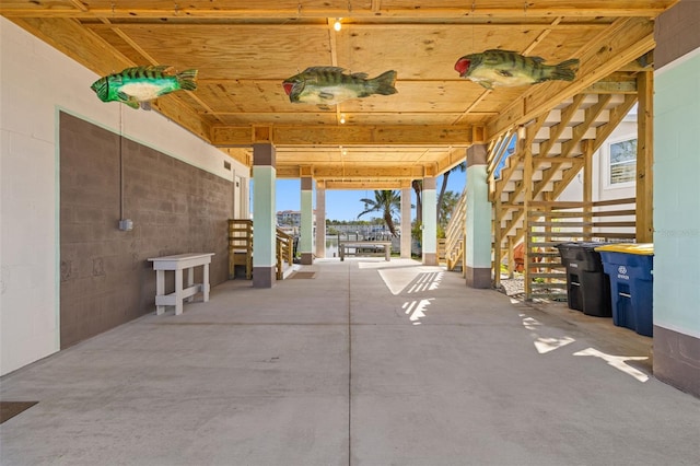 view of patio with stairway