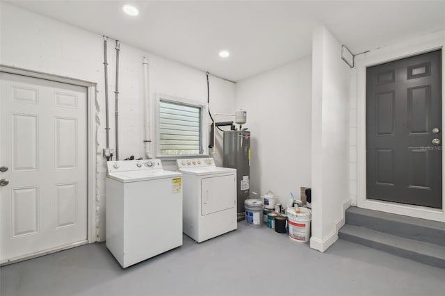 3411 N 12th St, Tampa, FL 33605 - laundry room featuring washing machine and dryer, electric water heater, laundry area, and recessed lighting