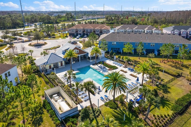 aerial view featuring a residential view