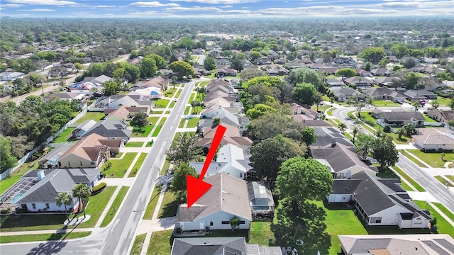 drone / aerial view with a residential view