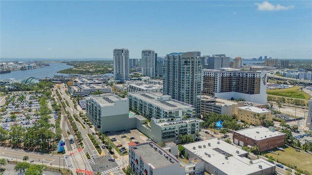 drone / aerial view featuring a city view