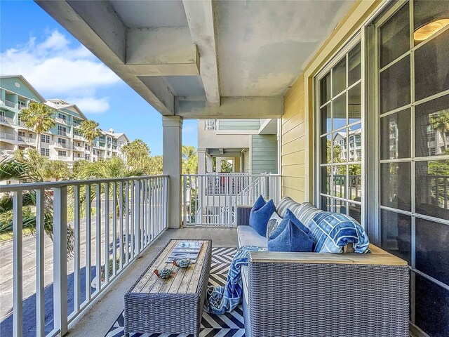 balcony featuring an outdoor living space
