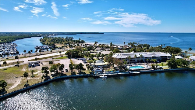 aerial view of a nearby body of water