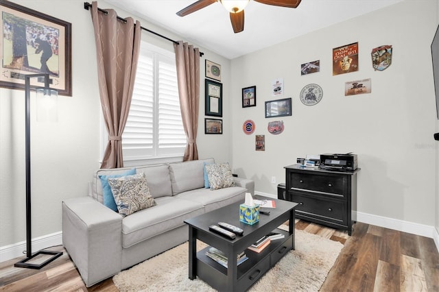 12304 Freesia Ct, Riverview, FL 33569 - living room featuring light wood-style floors, baseboards, and ceiling fan